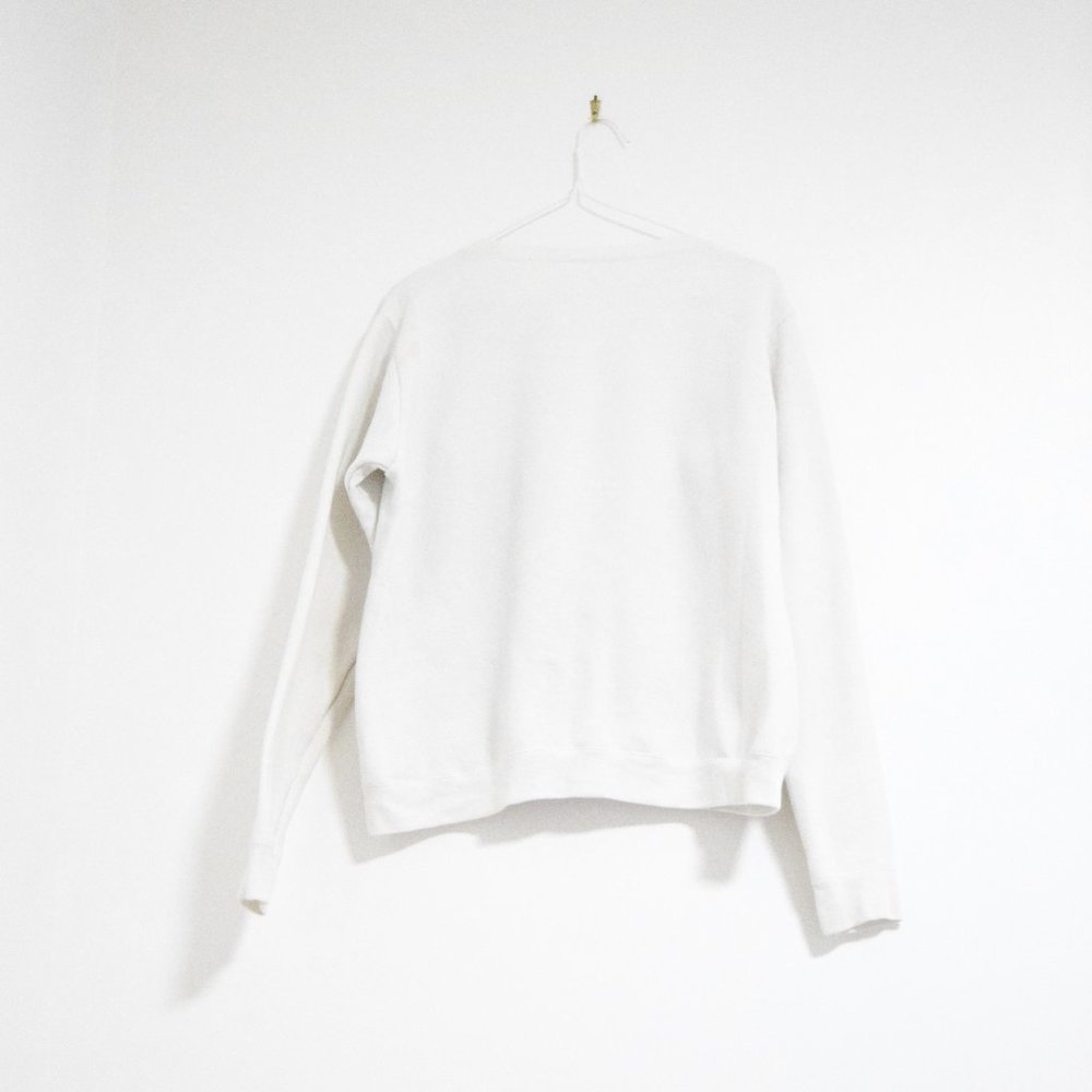 HANES White Classic Cotton Blend Sweatshirt | Size S - Picture 4 of 6